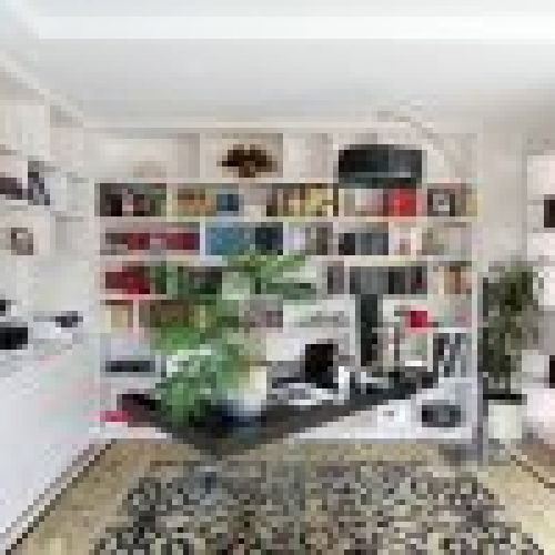 Librería salón blanco rozado