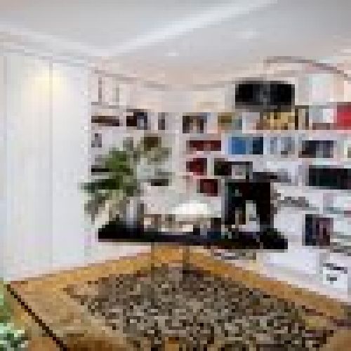 Librería salón blanco rozado