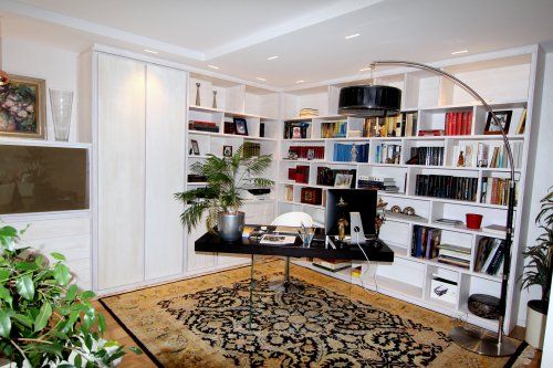 Librería salón blanco rozado