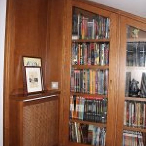 Biblioteca con puertas de cristal
