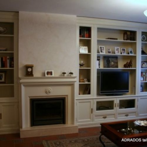 Libreria con embocadura para chimenea