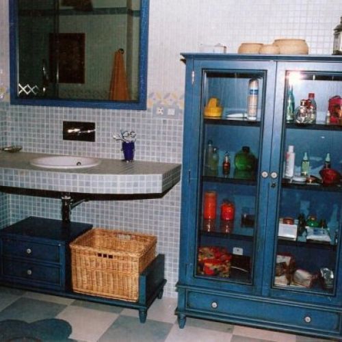 Conjunto lacado craquelé azul